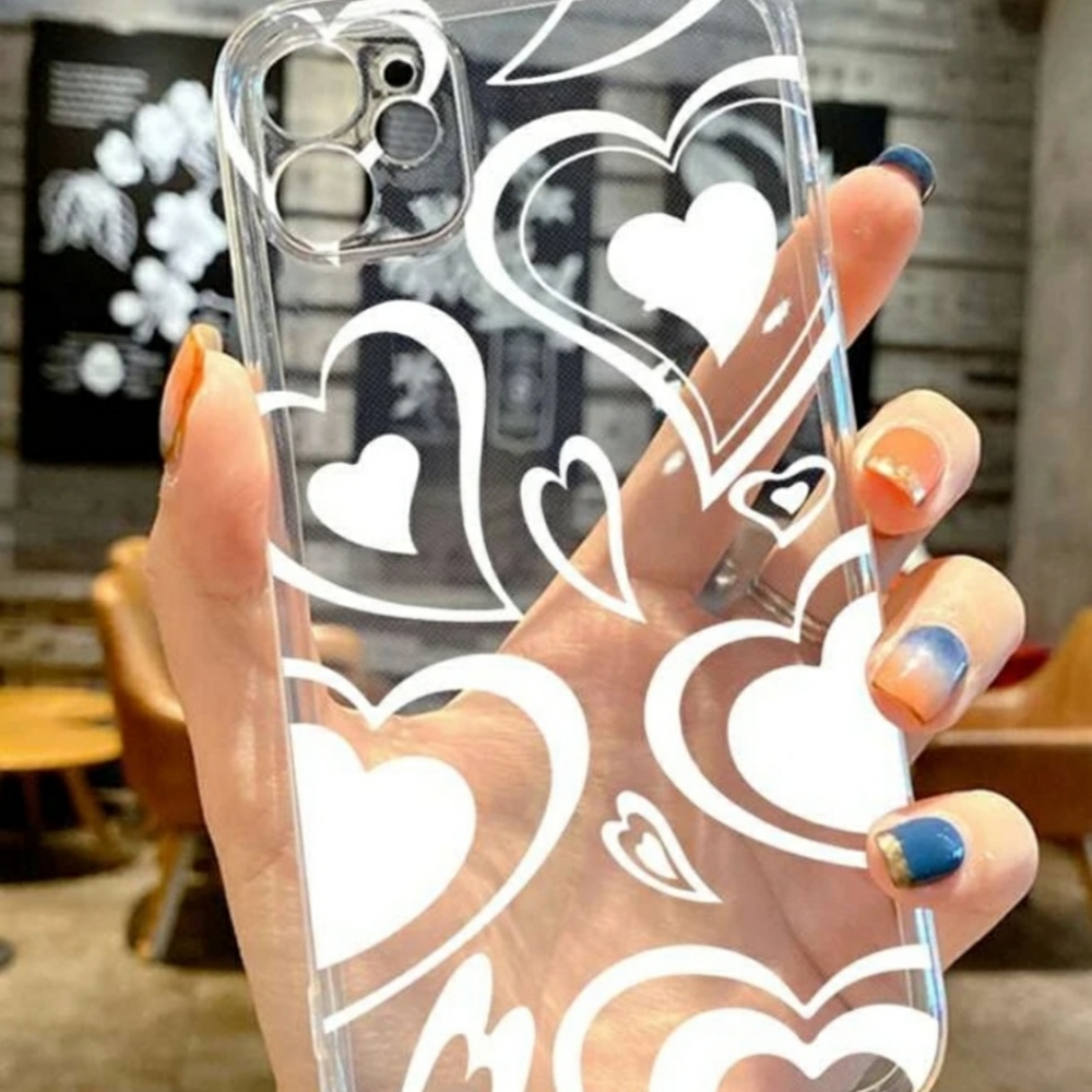 Heart pattern clear iPhone 12 case